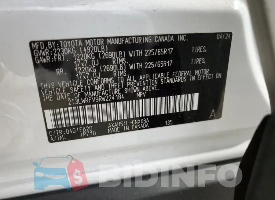 2T3LWRFV9RW224184 Photo# 13