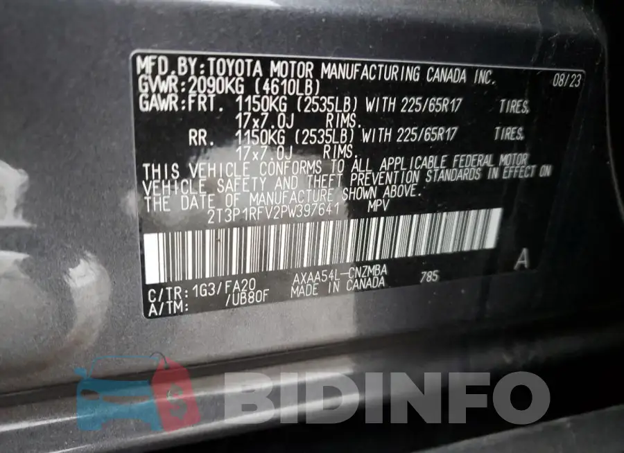 2T3P1RFV2PW397641 Photo# 13