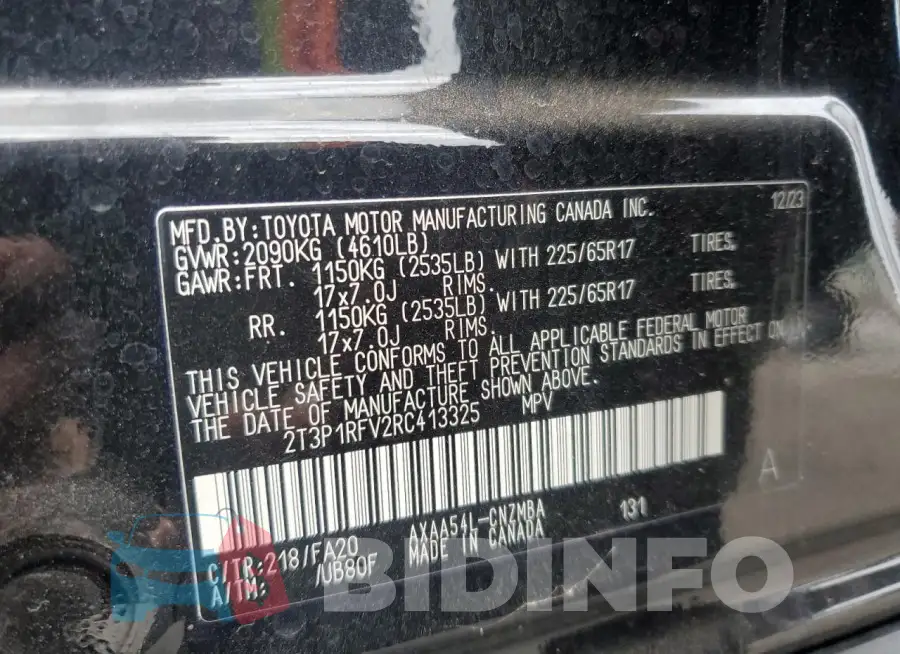 2T3P1RFV2RC413325 Photo# 13