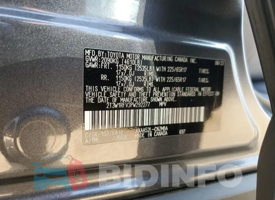 2T3W1RFV3PW292277 Photo# 13