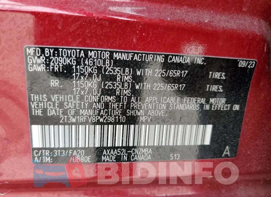 2T3W1RFV8PW298110 Photo# 14