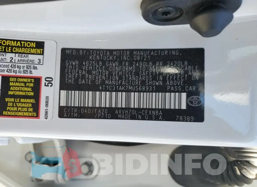 4T1C31AK7MU568931 Photo# 12