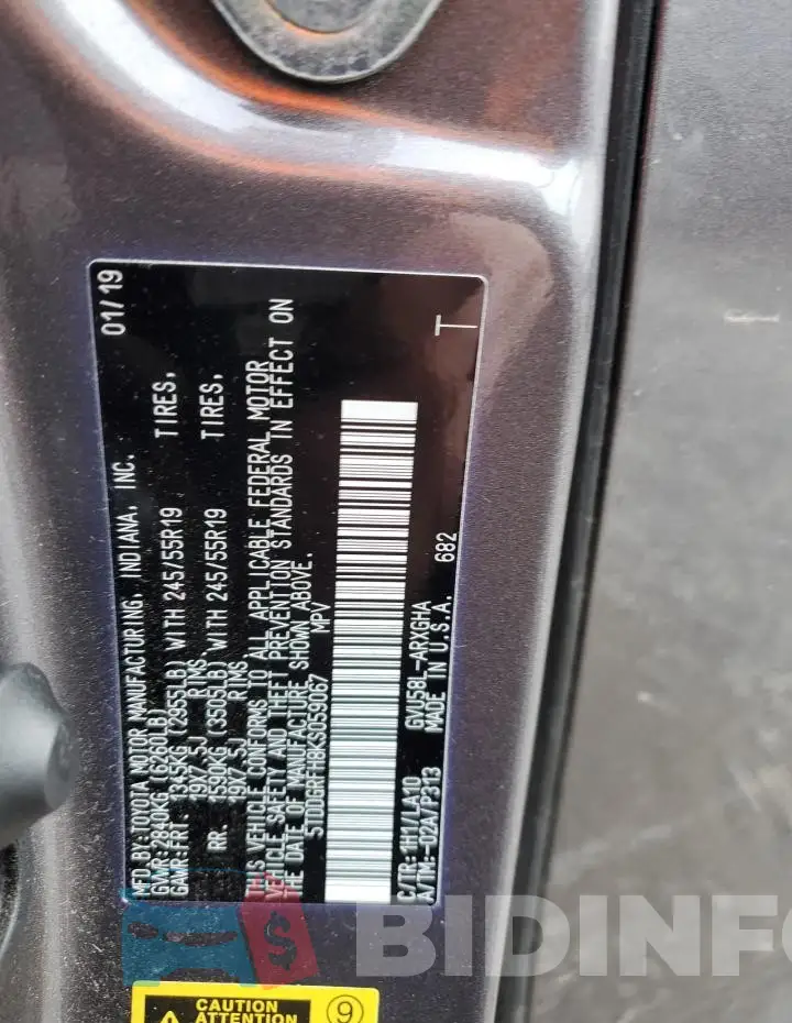 5TDDGRFH8KS059067 Photo# 14