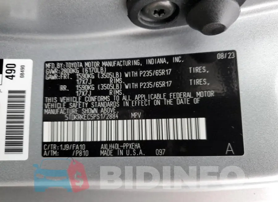 5TDKRKEC5PS172884 Photo# 14
