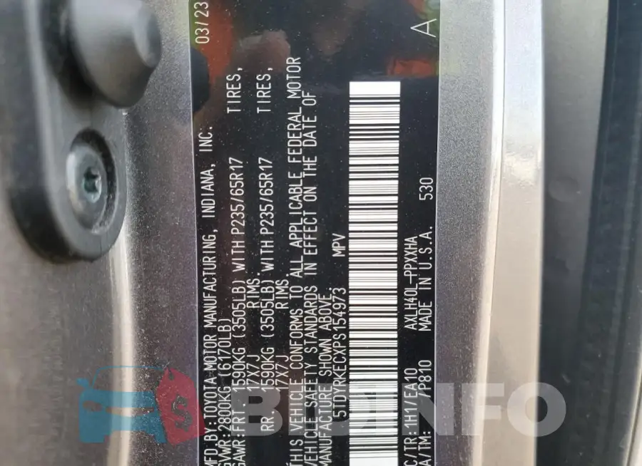5TDYRKECXPS154973 Photo# 14