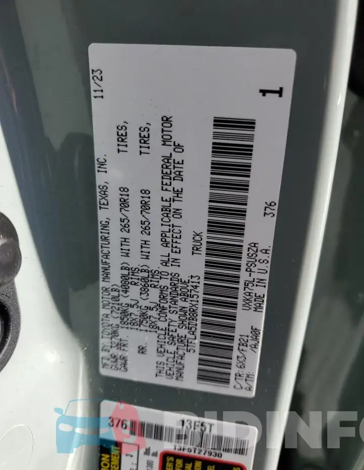 5TFLA5DB8RX157413 Photo# 12