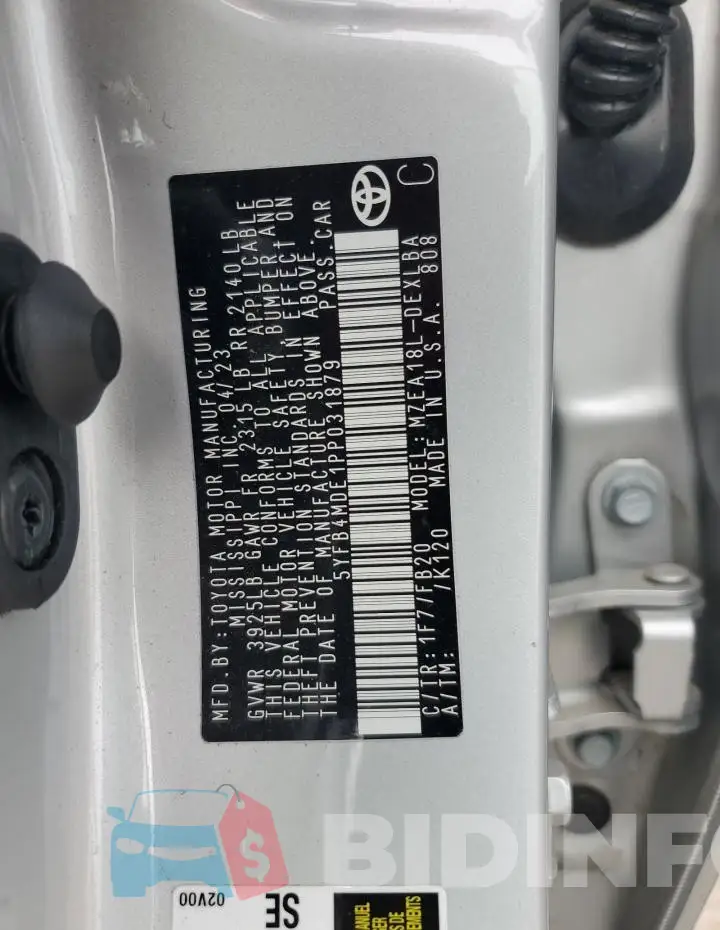 5YFB4MDE1PP031879 Photo# 12