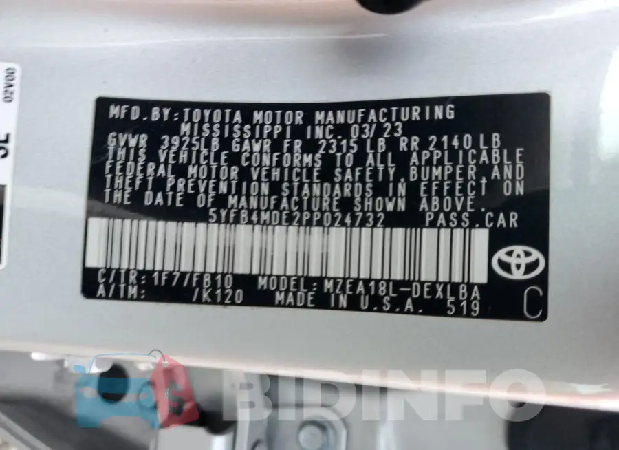 5YFB4MDE2PP024732 Photo# 12