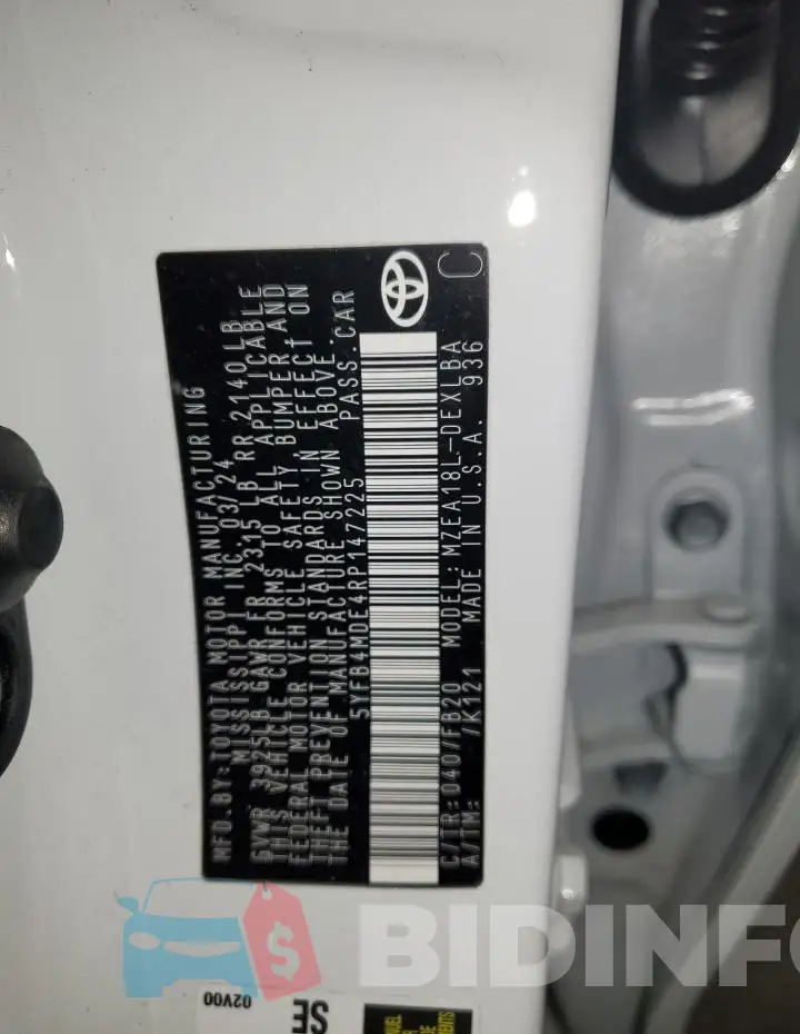 5YFB4MDE4RP147225 Photo# 13