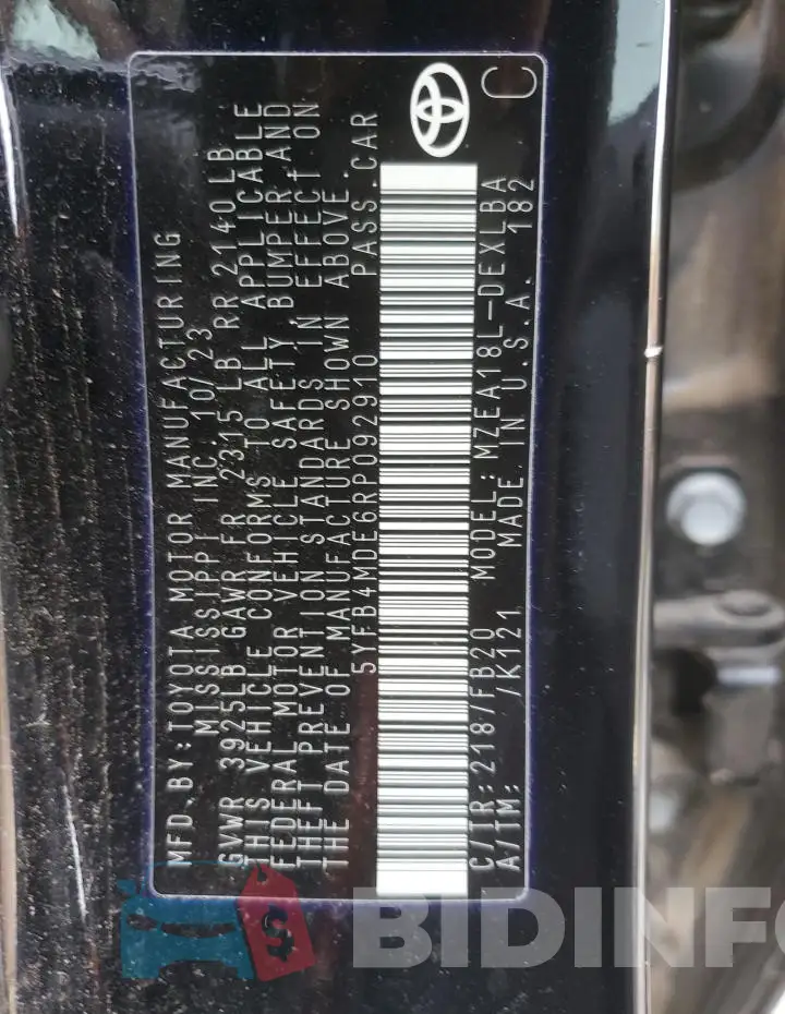 5YFB4MDE6RP092910 Photo# 12