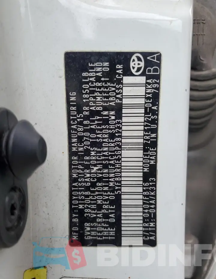 5YFBURHE5GP381233 Photo# 12