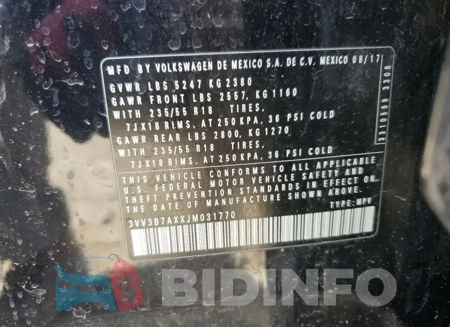 3VV3B7AXXJM031770 Photo# 13