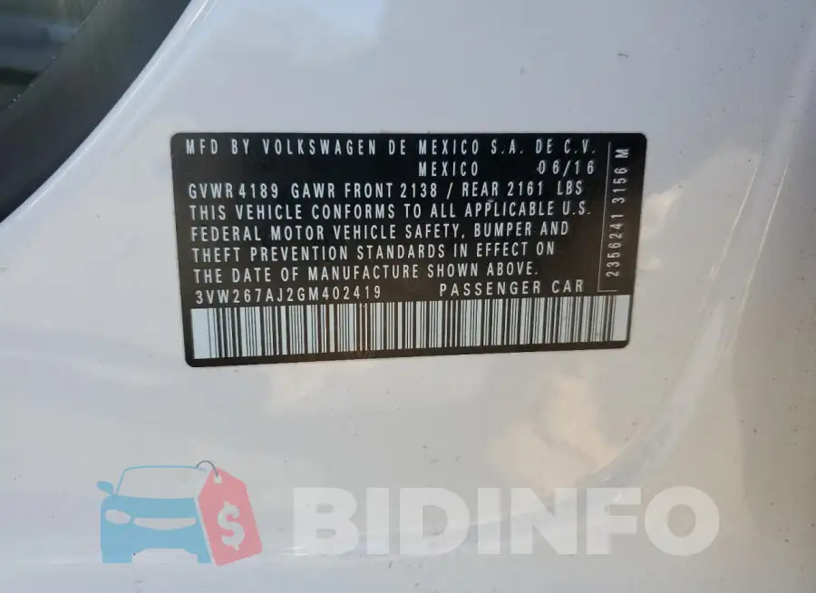 3VW267AJ2GM402419 Photo# 12