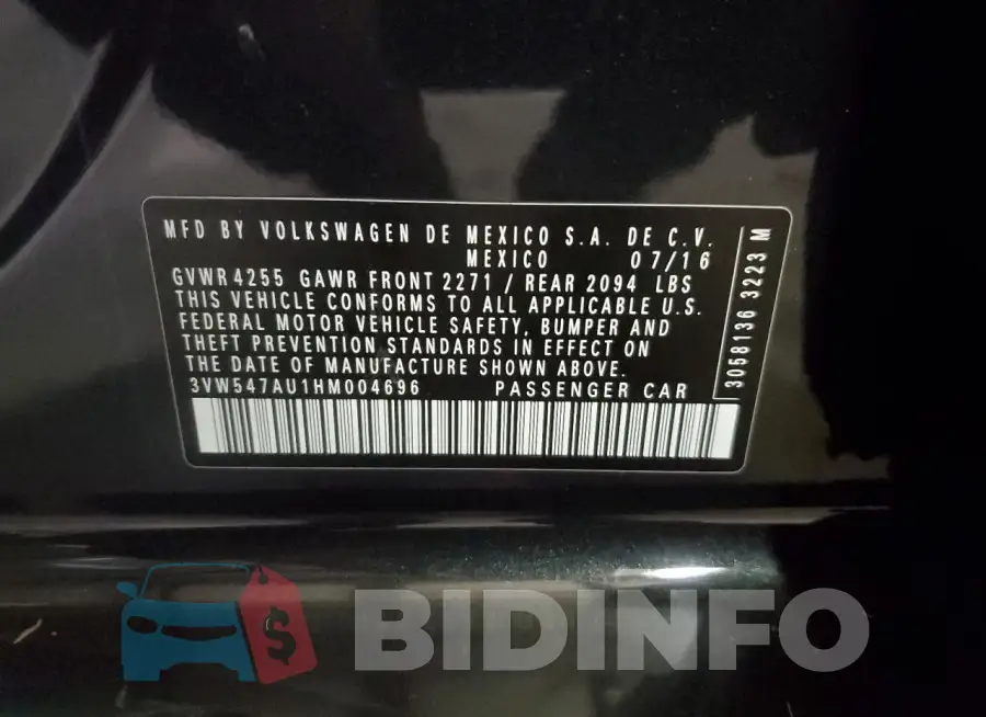 3VW547AU1HM004696 Photo# 13