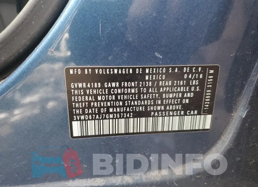 3VWD67AJ7GM357342 Photo# 12