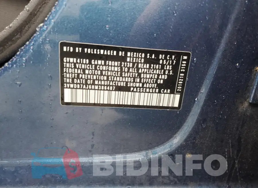 3VWDB7AJ6HM386487 Photo# 12
