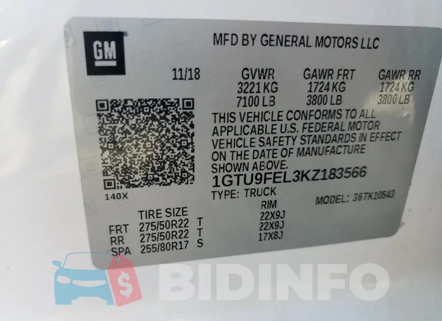 1GTU9FEL3KZ183566 Photo# 12