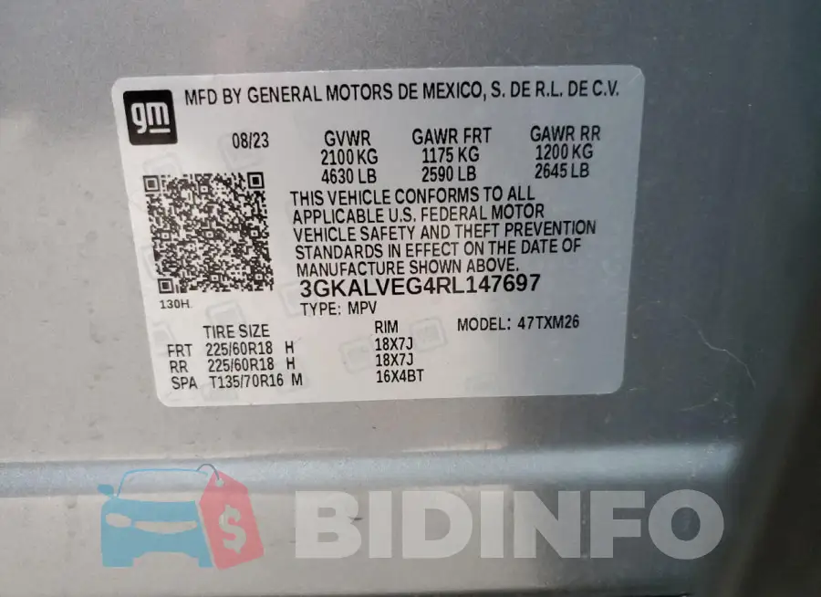 3GKALVEG4RL147697 Photo# 14