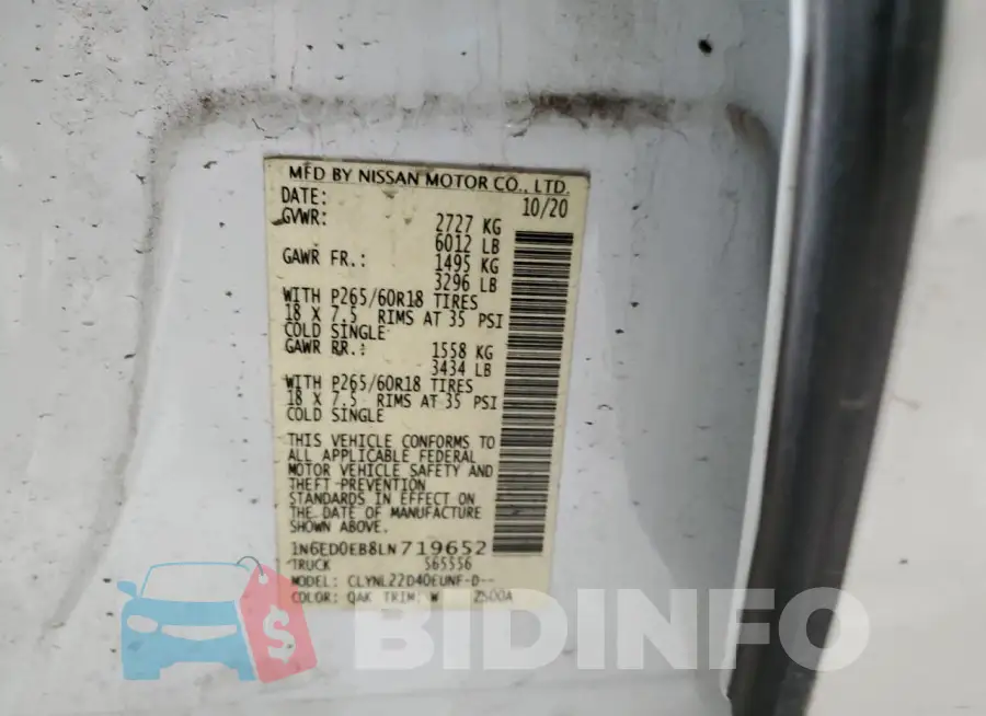 1N6ED0EB8LN719652 Photo# 13