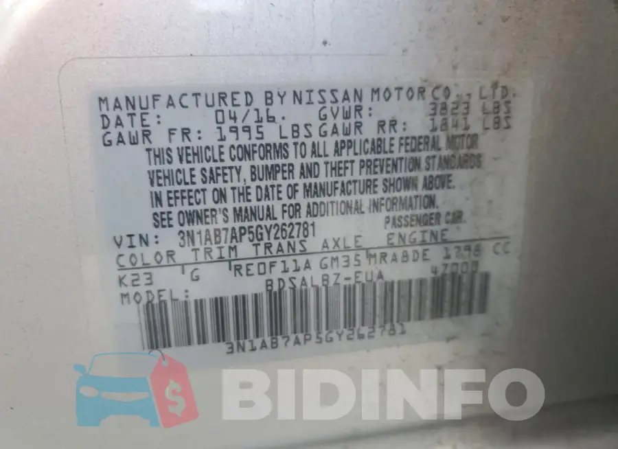 3N1AB7AP5GY262781 Photo# 12