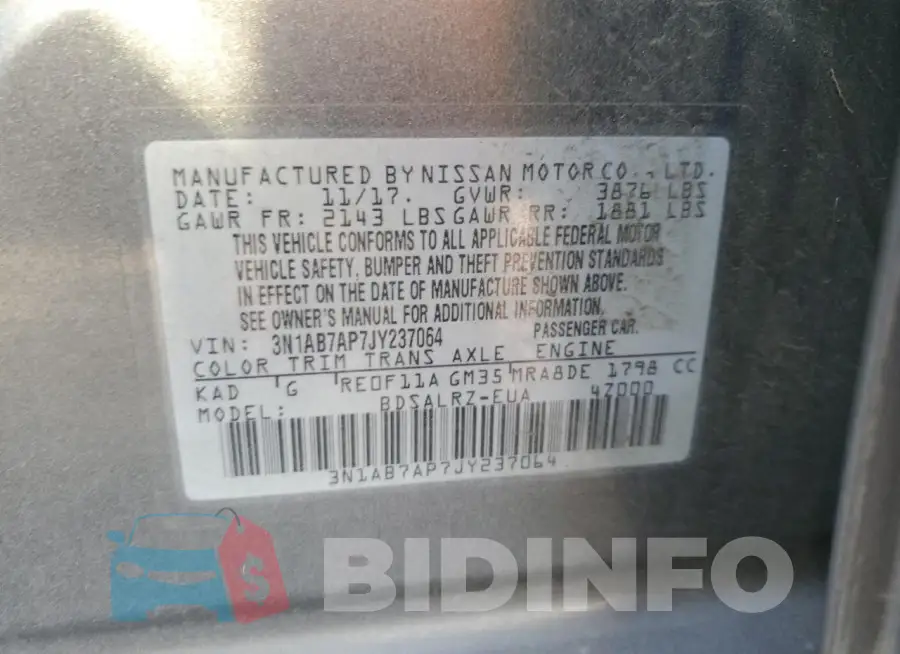 3N1AB7AP7JY237064 Photo# 13