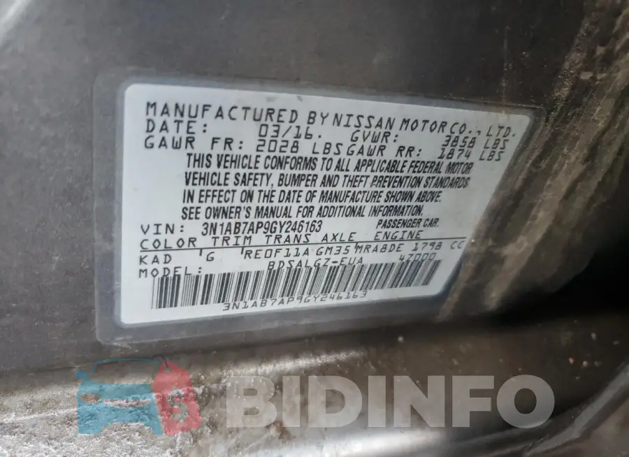 3N1AB7AP9GY246163 Photo# 12