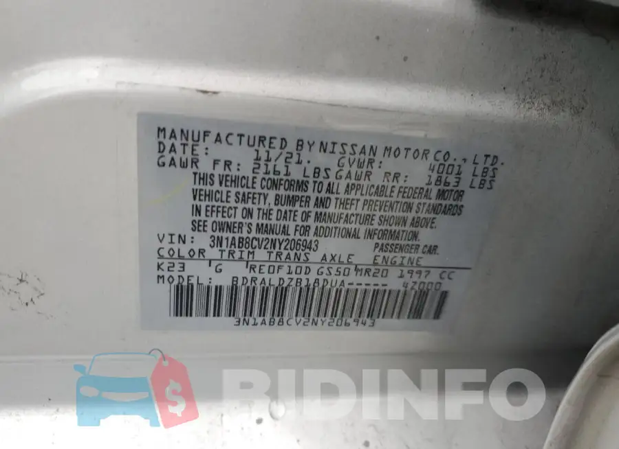 3N1AB8CV2NY206943 Photo# 12