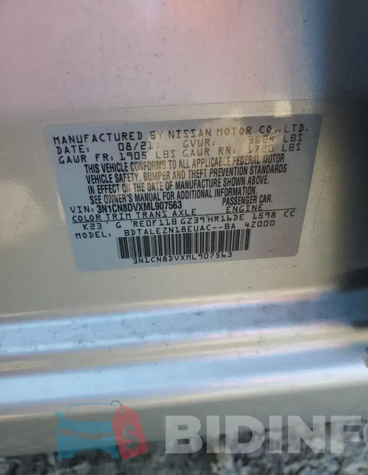 3N1CN8DVXML907563 Photo# 12