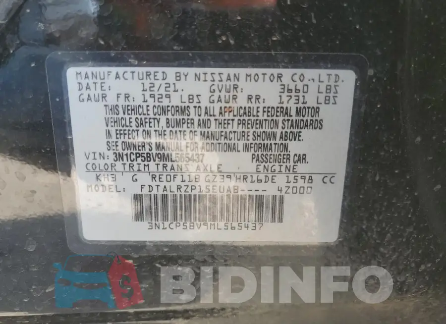 3N1CP5BV9ML565437 Photo# 13