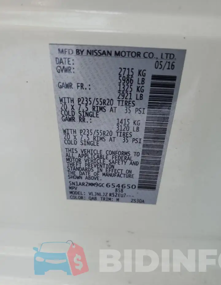 5N1AR2MM9GC654650 Photo# 13