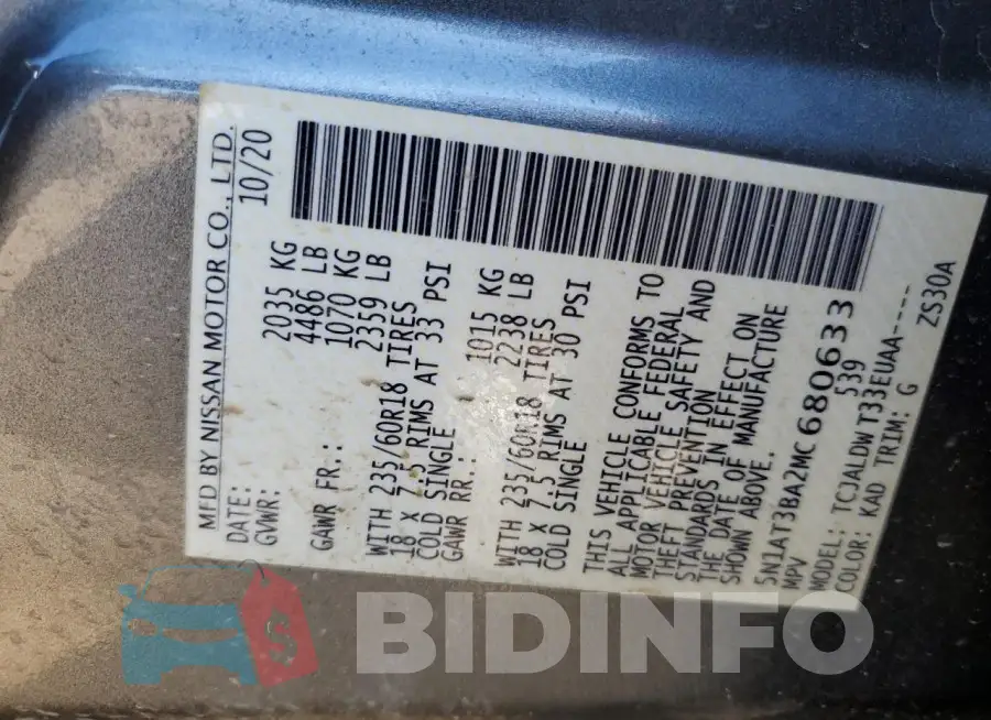 5N1AT3BA2MC680633 Photo# 14