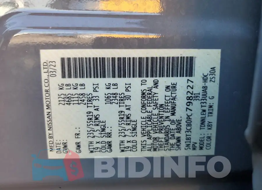 5N1BT3CB0PC798227 Photo# 14