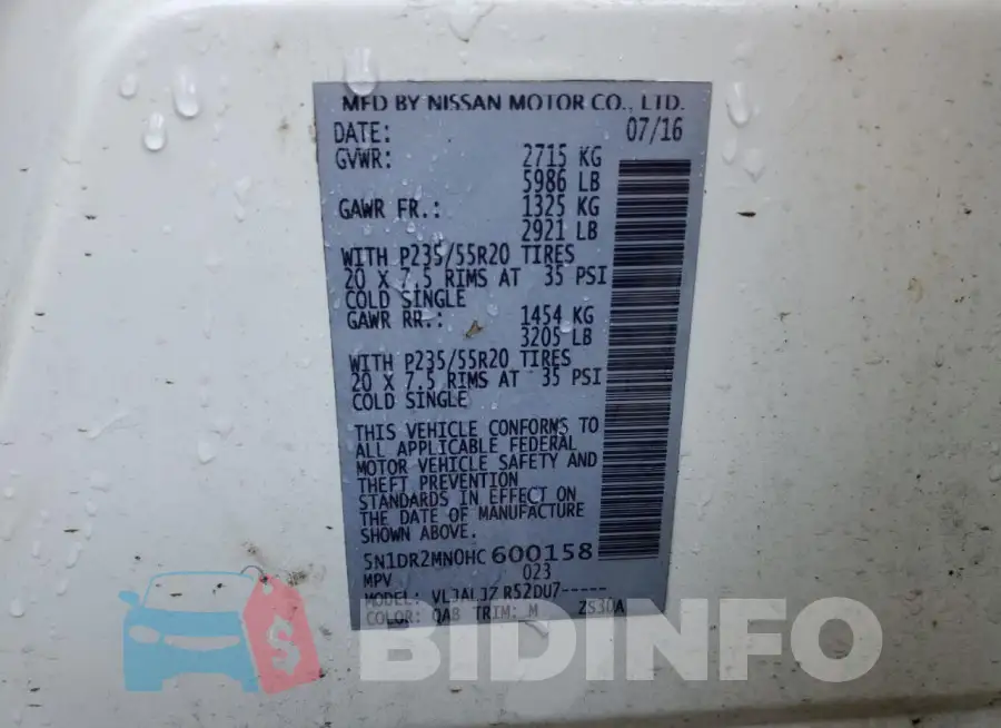 5N1DR2MN0HC600158 Photo# 13