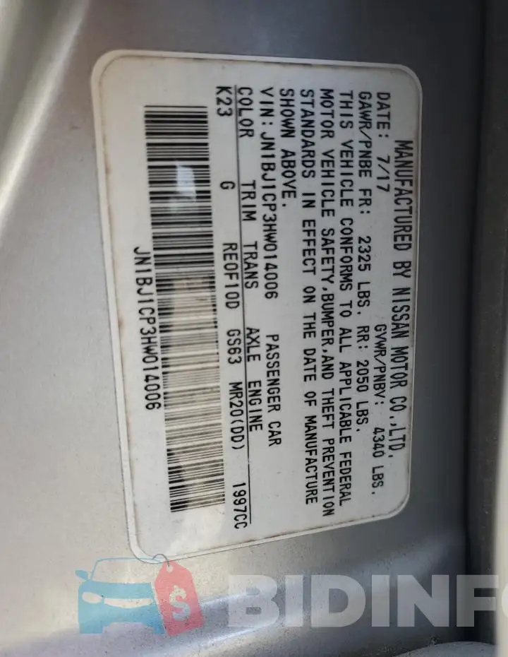 JN1BJ1CP3HW014006 Photo# 13