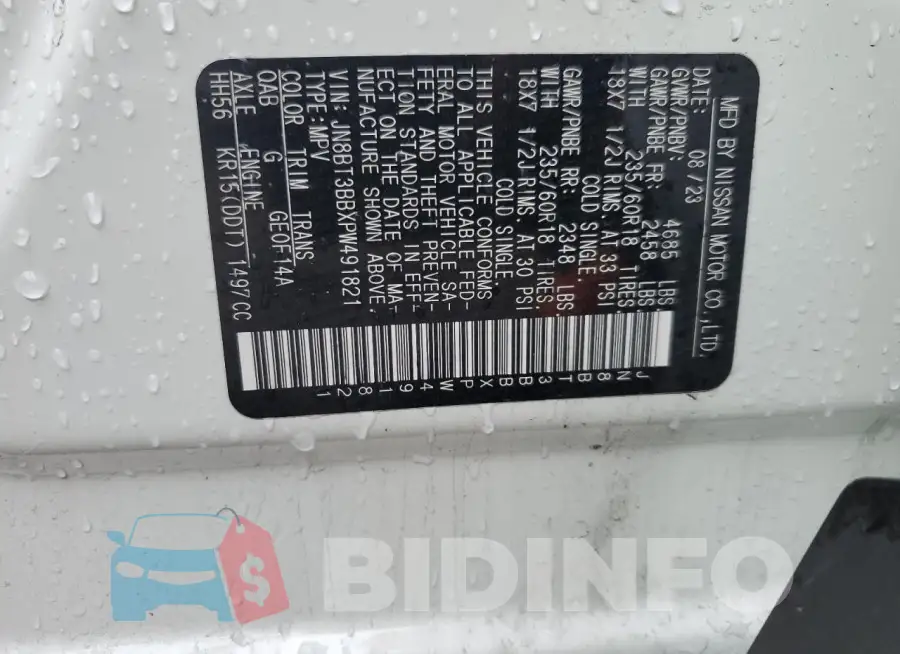JN8BT3BBXPW491821 Photo# 14