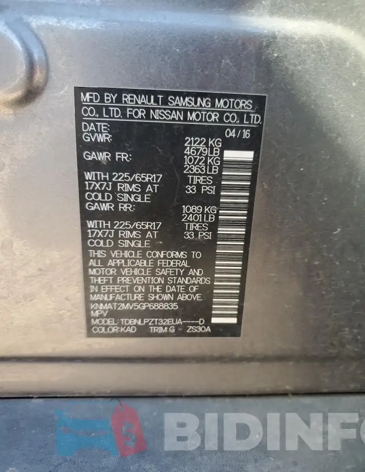 KNMAT2MV5GP688835 Photo# 13