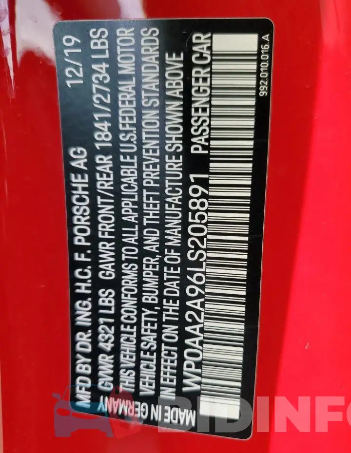 WP0AA2A96LS205891 Photo# 12