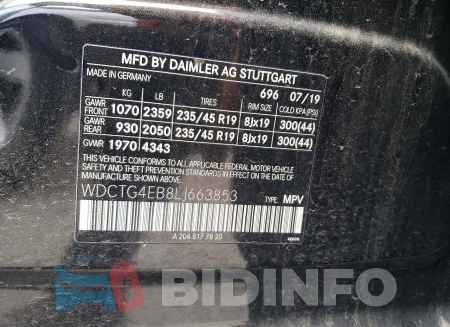 WDCTG4EB8LJ663853 Photo# 14