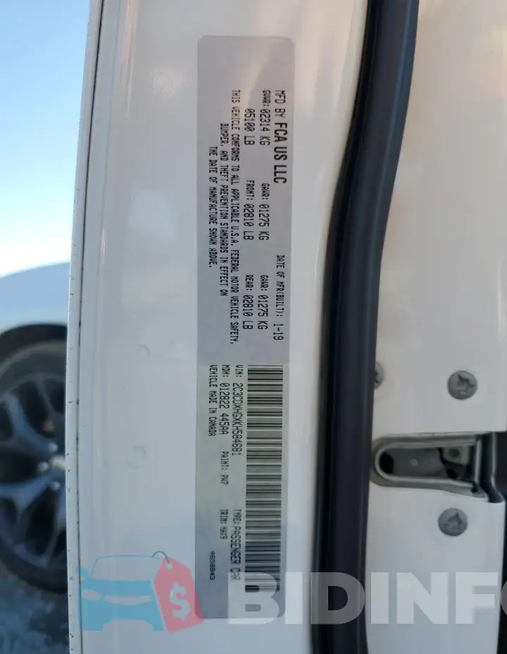 2C3CDXHGXKH584681 Photo# 12