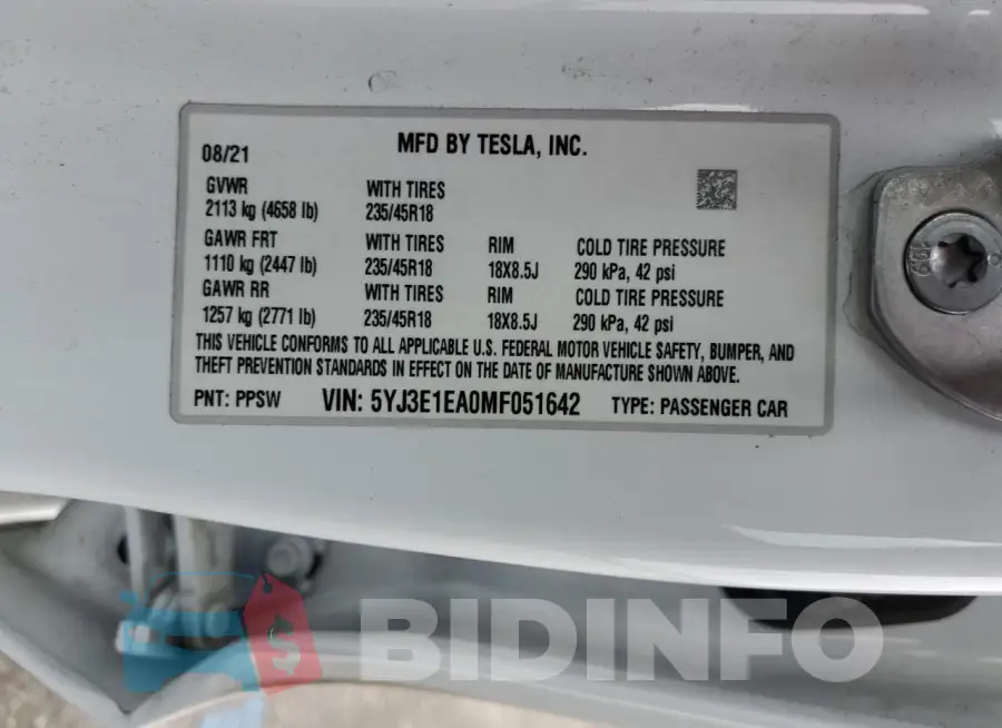 5YJ3E1EA0MF051642 Photo# 13