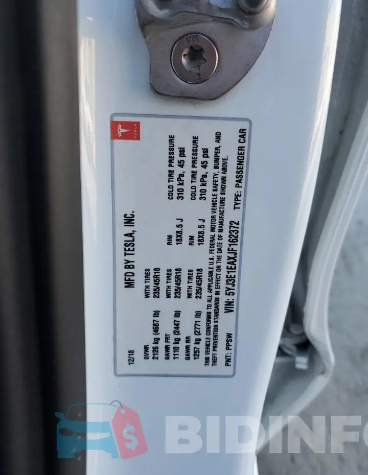 5YJ3E1EAXJF162372 Photo# 12