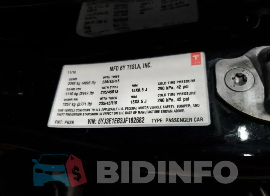 5YJ3E1EB3JF182682 Photo# 13