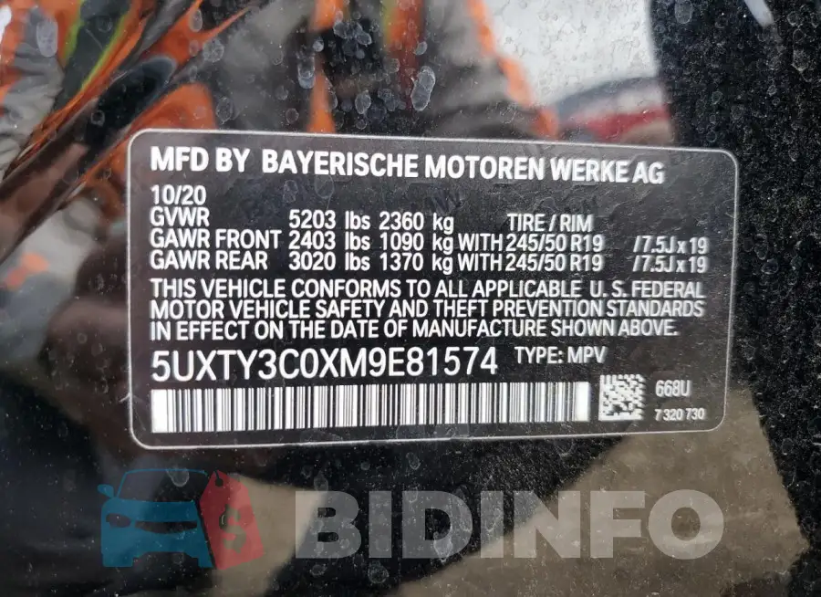 5UXTY3C0XM9E81574 Photo# 14
