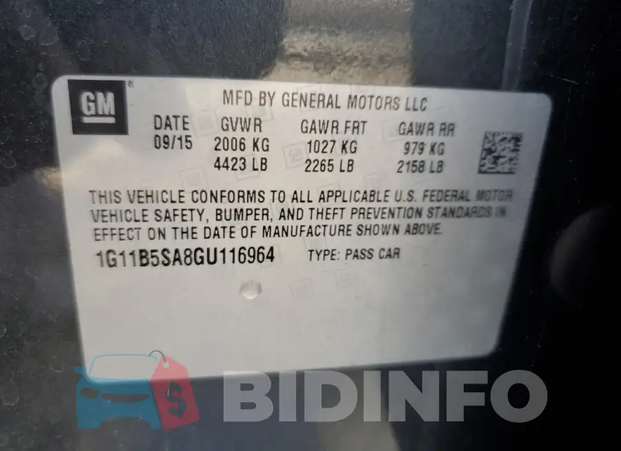 1G11B5SA8GU116964 Photo# 12