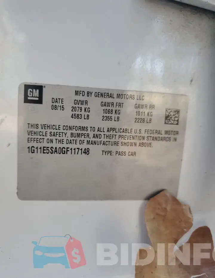 1G11E5SA0GF117148 Photo# 12