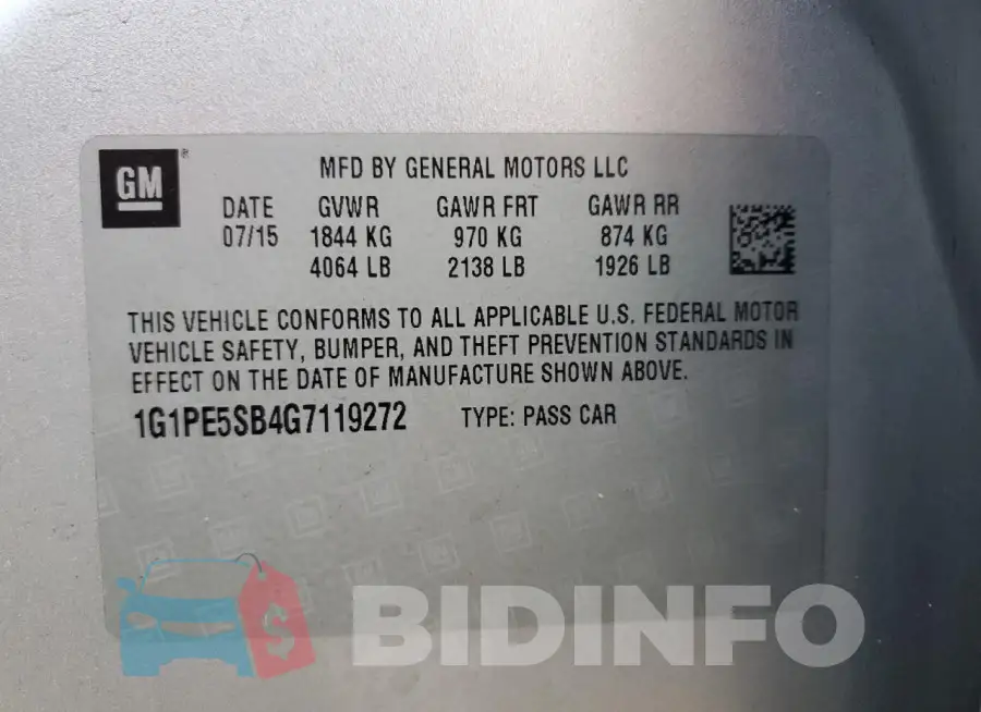 1G1PE5SB4G7119272 Photo# 13