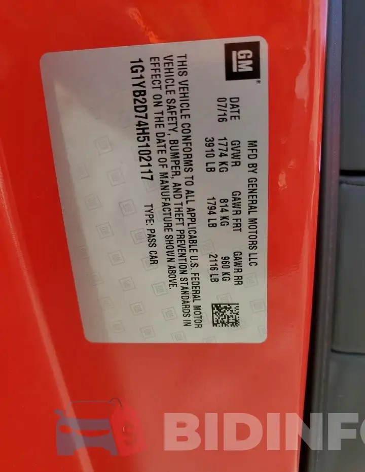 1G1YB2D74H5102117 Photo# 12