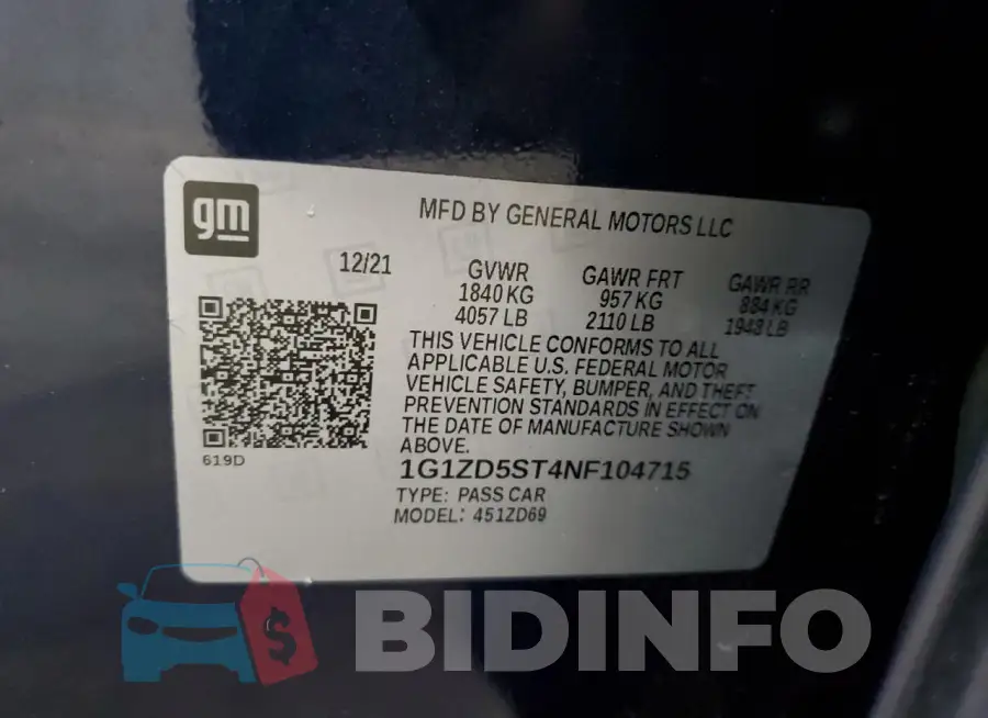 1G1ZD5ST4NF104715 Photo# 12