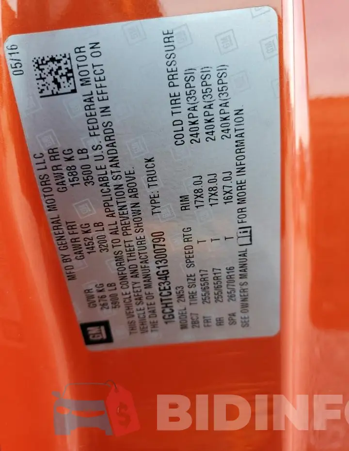 1GCHTCE34G1300790 Photo# 13