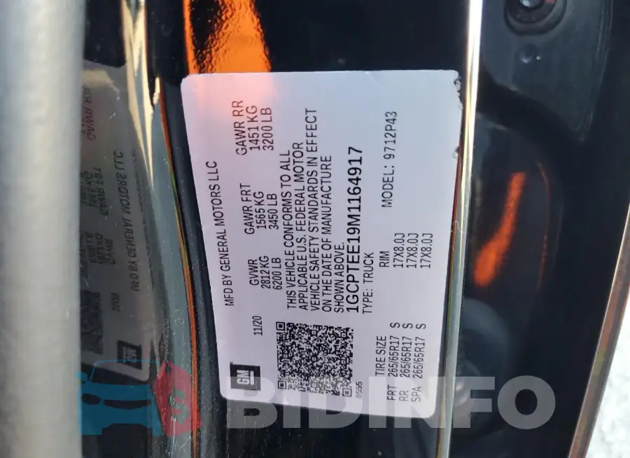 1GCPTEE19M1164917 Photo# 12